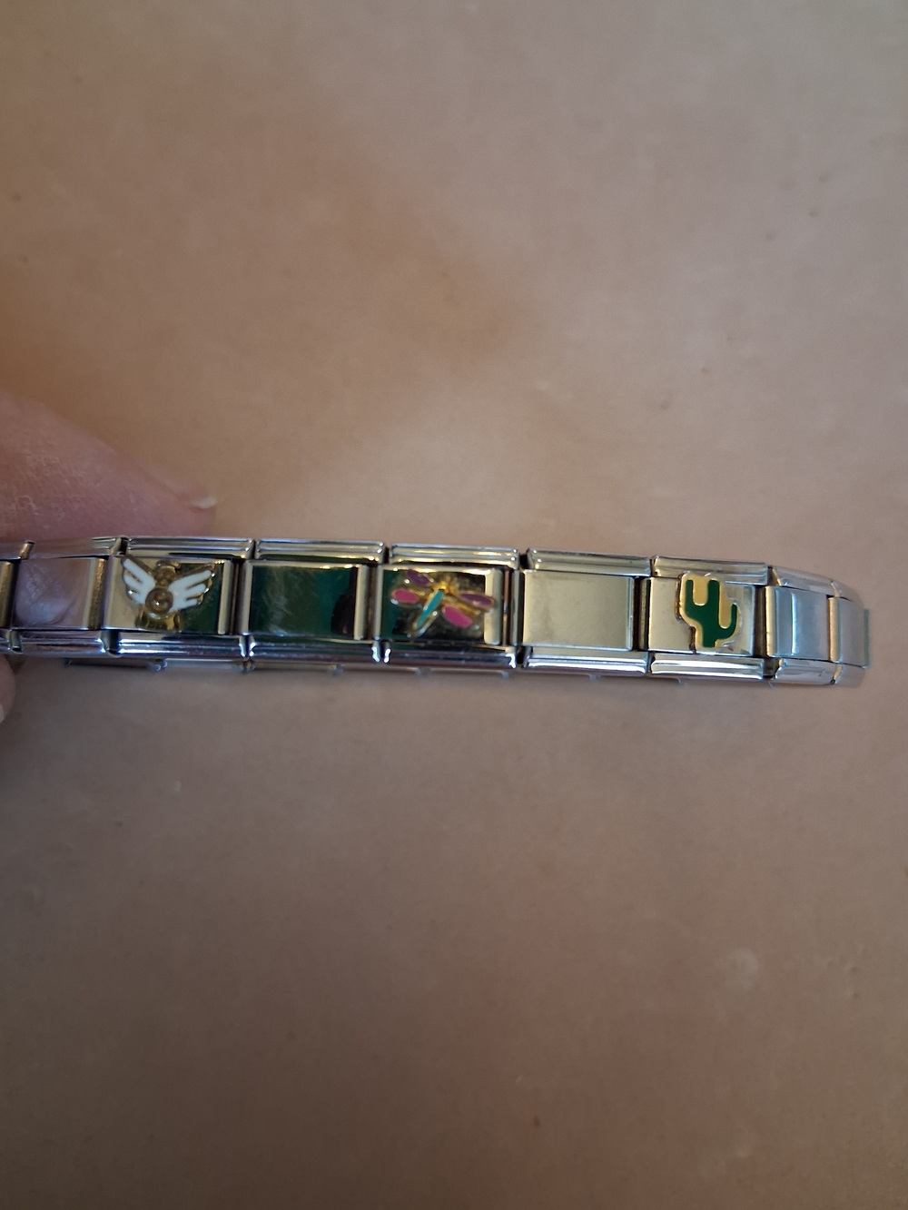Vintage D'linQ Italian Stainless Steel Customizable Charm 7 1/2" Bracelet